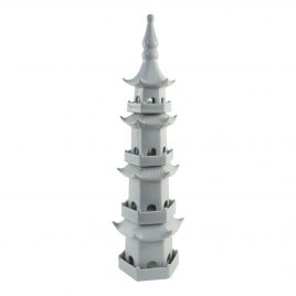 White Ceramic Pagoda – รูปปั้นเจดีย์จีนเซรามิคสีขาว
