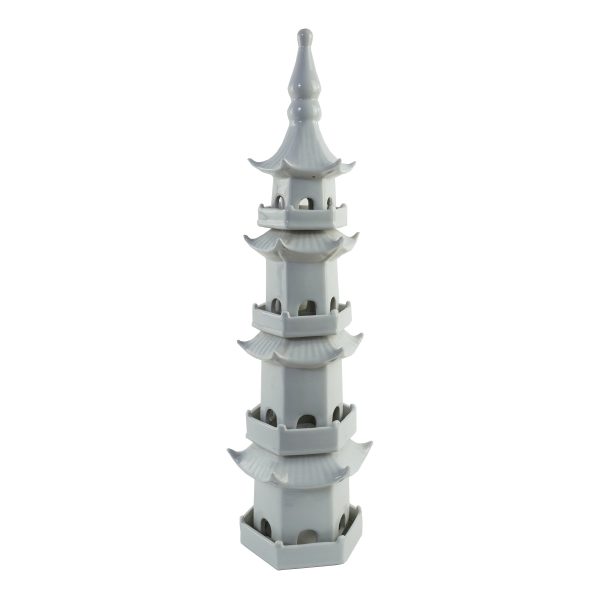 C&C Home White Ceramic Pagoda รูปปั้นเจดีย์จีนแต่งบ้าน