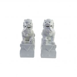 White Lion Ceramic Statue (Set of 2) – รูปปั้นสิงโตสไตล์จีนสีขาว