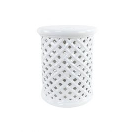 Moroccan White Ceramic Garden Stool – เก้าอี้เซรามิกสีขาว