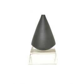 Dark Grey Ceramic Mini Vase with base – แจกันเซรามิสีเทาแต่งบ้าน