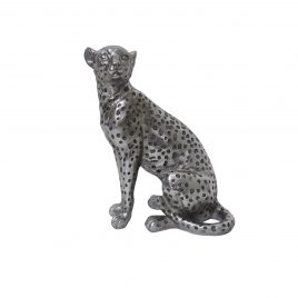 Sitting Leopard Resin Sculpture