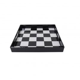 Black & White Checkered Square Tray