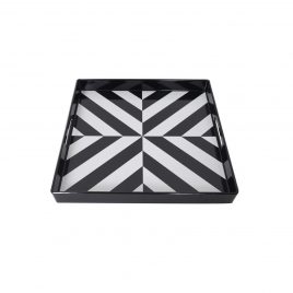 Geometric Black & White Square Tray