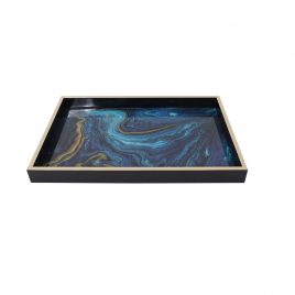 Agate Blue Rectangular Tray (S)