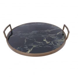 Black Agate Round Tray