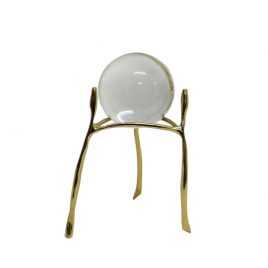 Glass Sphere w/ Gold Metal Base (L)/ลูกแก้วทรงกลมพร้อมฐานโลหะสีทอง (L)