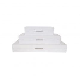 Lacquer White Painted Box set (3 pcs)/ชุดกล่องเพ้นท์แล็กเกอร์ สีขาว (3 ชิ้น)