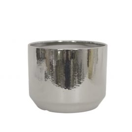 Ice Silver Ceramic Planter (L)/กระถางต้นไม้เซรามิก สีเงิน