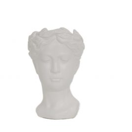 White Greek Head Ceramic Vase (L)/แจกันเซรามิกหัวกรีกสีขาว