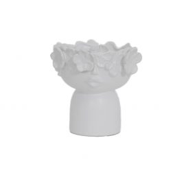 White Flower Ceramic Vase/แจกันเซรามิกดอกไม้สีขาว