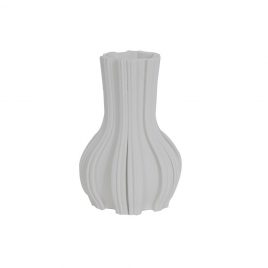 Groove White Ceramic Vase (S)/แจกันเซรามิคสีขาวร่อง