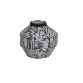 Brush Stroke B&W Ceramic Vase/แจกันเซรามิคสีขาวดำ