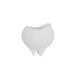 White Round Ceramic Vase on Feet/แจกันเซรามิกทรงกลมสีขาวมีขาตั้ง