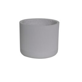 White Fluted Planter (L)/กระถางลายหยักสีขาว