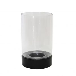 Hurricane Candle Holder w/ Black Ceramic Base เชิงเทียนพร้อมฐานเซรามิกสีดำ