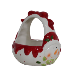 Snowman Ceramic Basket ตะกร้าเซรามิกลายตุ๊กตาหิมะ