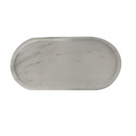 White Oval Marble Trey (L) ถาดหินอ่อนรูปไข่สีขาว (ใหญ่)