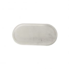 White Oval Marble Trey (S) ถาดหินอ่อนรูปไข่ สีขาว(เล็ก)