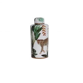 Leopard Ceramic Jar with Lidded ( L )-โถเซรามิคลายเสือดาวพร้อมฝาปิด ( L )