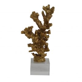 Golden Coral Accent on Clear Base-ปะการังสีทองบนฐาน