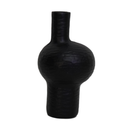 Matte Black Metal Vase-แจกันโลหะสีดำด้าน