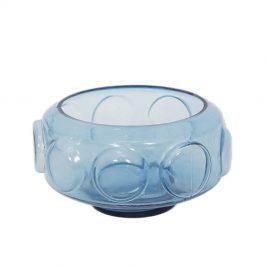 Airforce Blue Fruit Bowl Glass ชามผลไม้แก้วสีน้ำเงิน