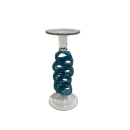 Coobalt Blue Spiral Hand Blown Candle Holder เชิงเทียนเป่าแก้วทรงเกลียวสีน้ำเงิน