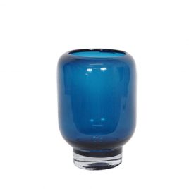 Blue Water Ford Glass Vase (L) แจกันแก้วสีฟ้า