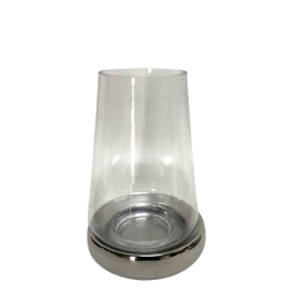 Hurricane Candle Holder w/ Silver Ceramic Base เชิงเทียนฐานสีเงิน