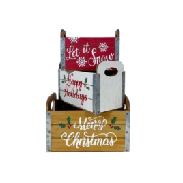 Wooden Crate Christmas Box (3 pcs/ set) กล่องไม้สำหรับเทศกาลคริสต์มาส (3 ชิ้น/ชุด)