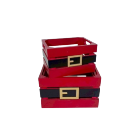 Santa Belt Wooden Crate (2 pcs/ set) กล่องไม้ใส่เข็มขัดซานตาคลอส