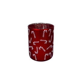 Red Candy Cane Tea Light Holder   ที่วางเทียนรูปไม้เท้าลูกอมสีแดง